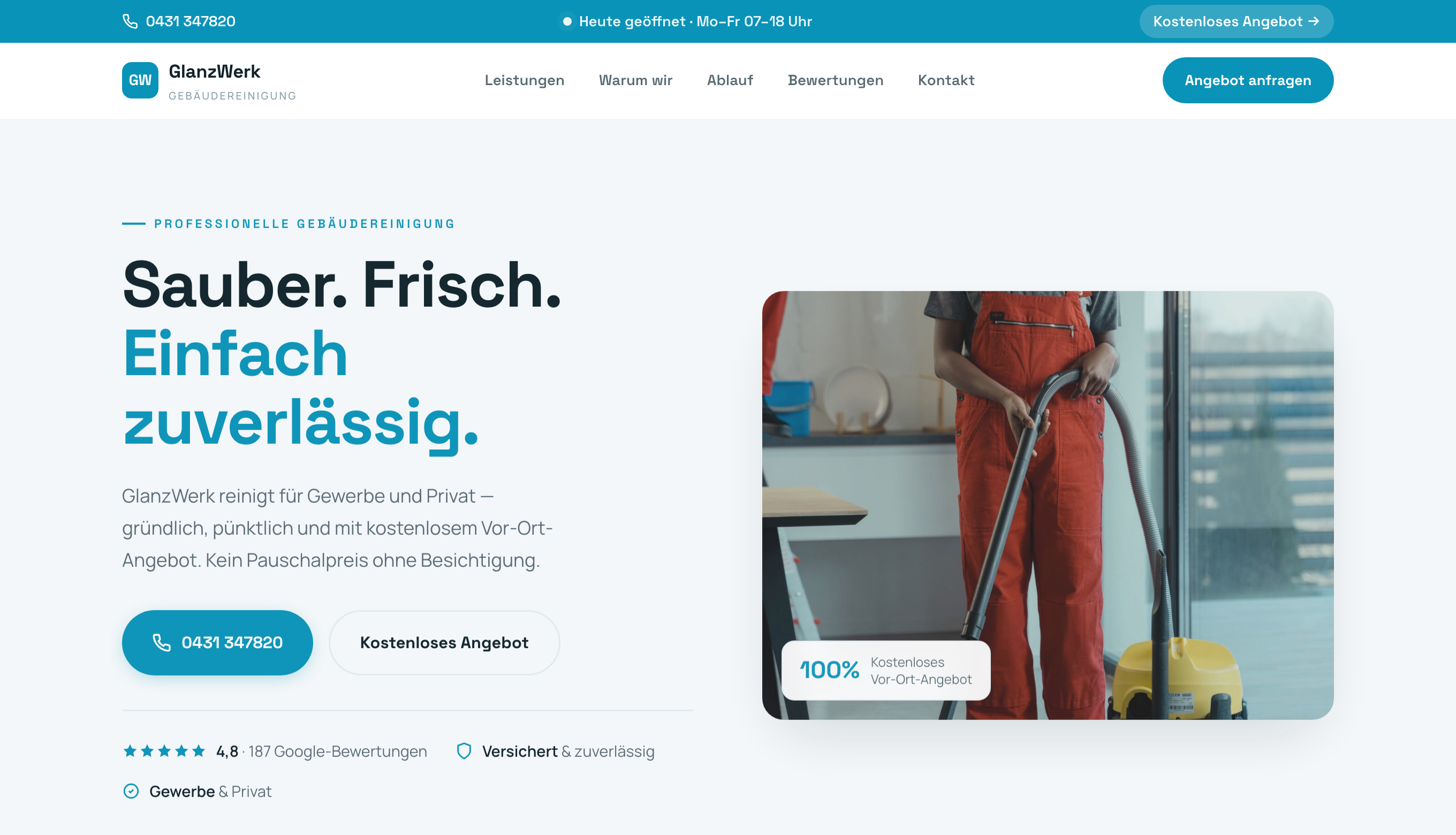 Nachher: neuer Profi-Auftritt für Gebäudereinigung