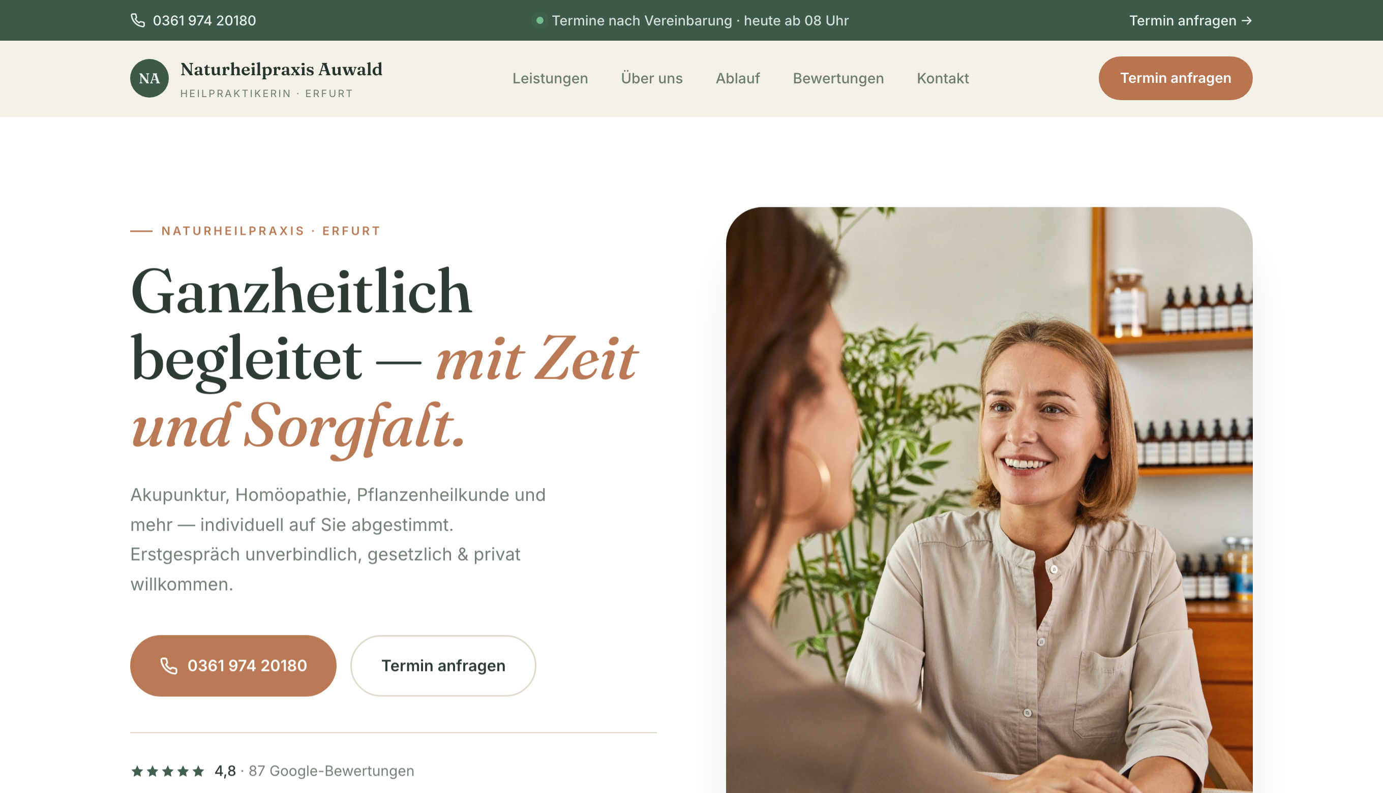 Nachher: neuer Profi-Auftritt für Heilpraktiker & Naturheilpraxis