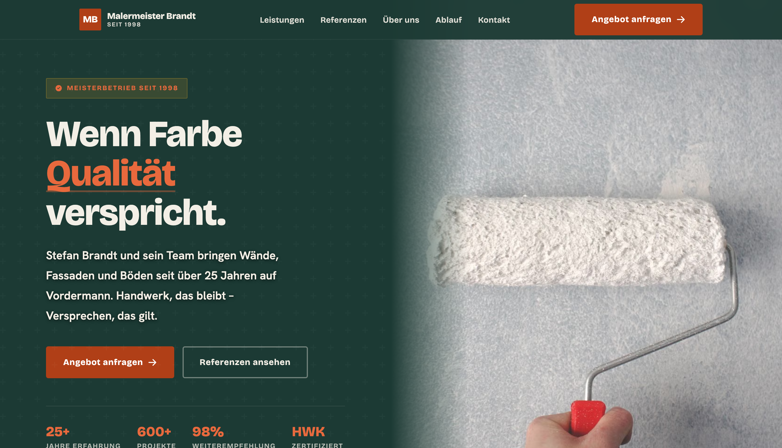 Beispiel-Website für einen Malerbetrieb, gebaut von fixdeineseite.de