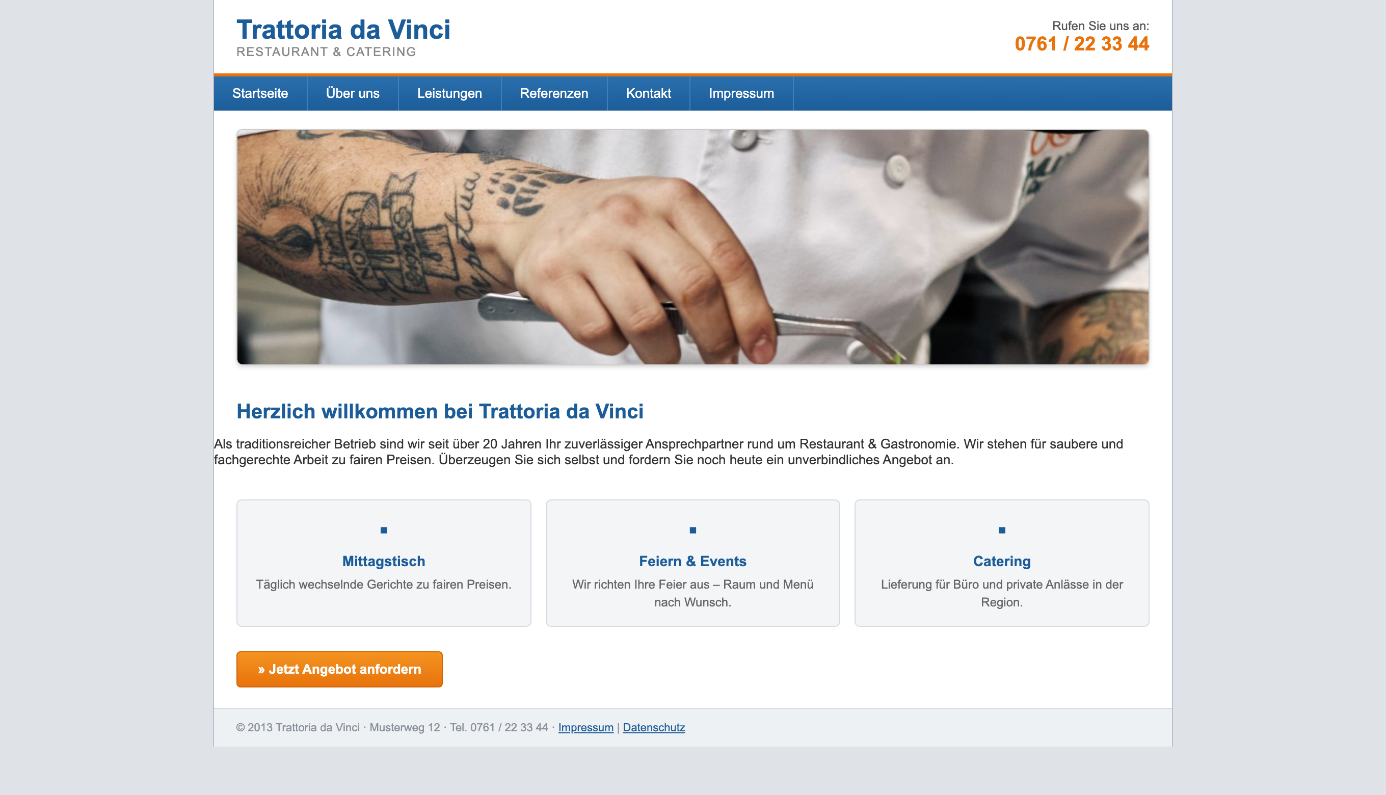 Vorher: veraltete Website für Restaurant & Gastronomie