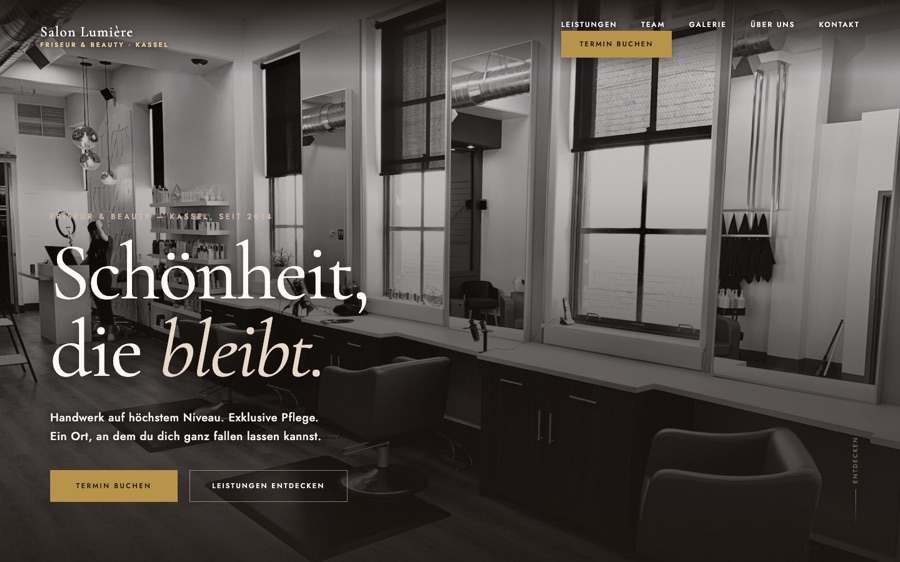 Vorschau der Beispiel-Website für einen Friseur- und Beautysalon